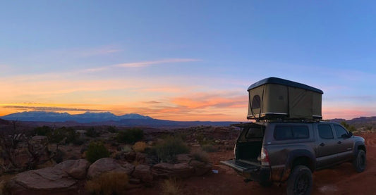 Roof top tent at sunset